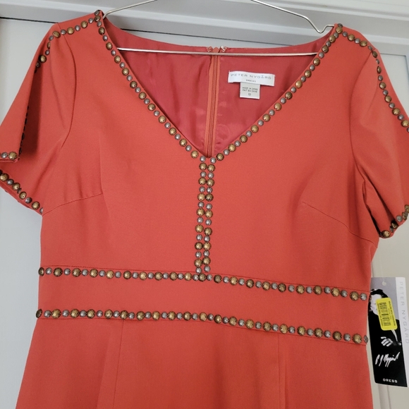 Elegant Orange Dress with Studded Details - Picture 5 of 6
